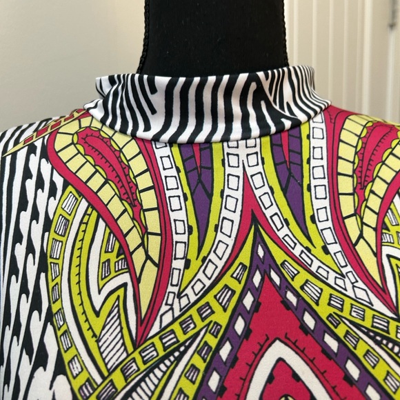 Ashley Stewart Black and White Maxi Dress with Pink and Green Accents - Picture 4 of 7